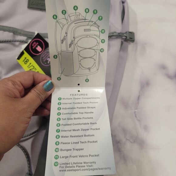 Eastsport Apex Sport Purple Gray Backpack - Picture 3 of 4